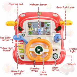 اسباب بازی فرمان ماشین موزیکال صورتی Electric Multifunctional Steering Wheel Toy_اسباب بازی